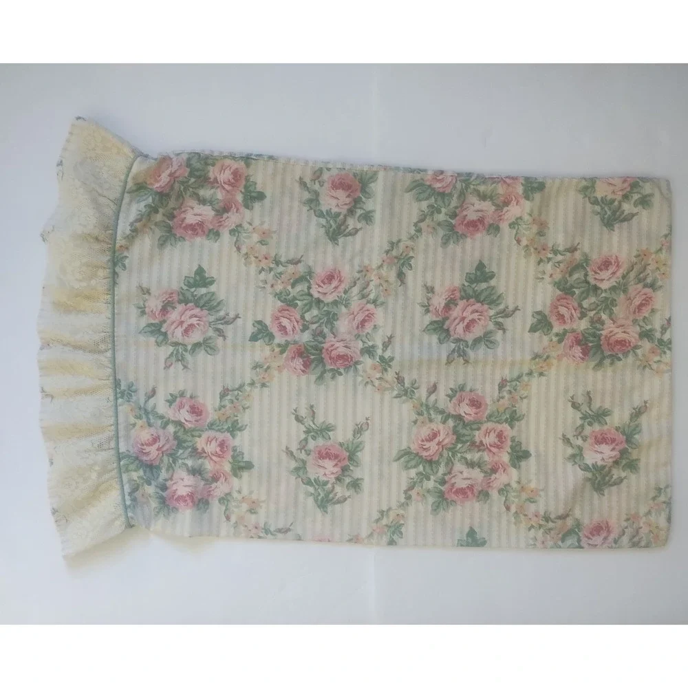 Jessica McClintock Pillowcase Standard Floral Lace Trim Pink Green Cottagecore